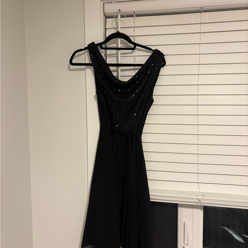 Suzy Shier Black Sequin Maxi Dress